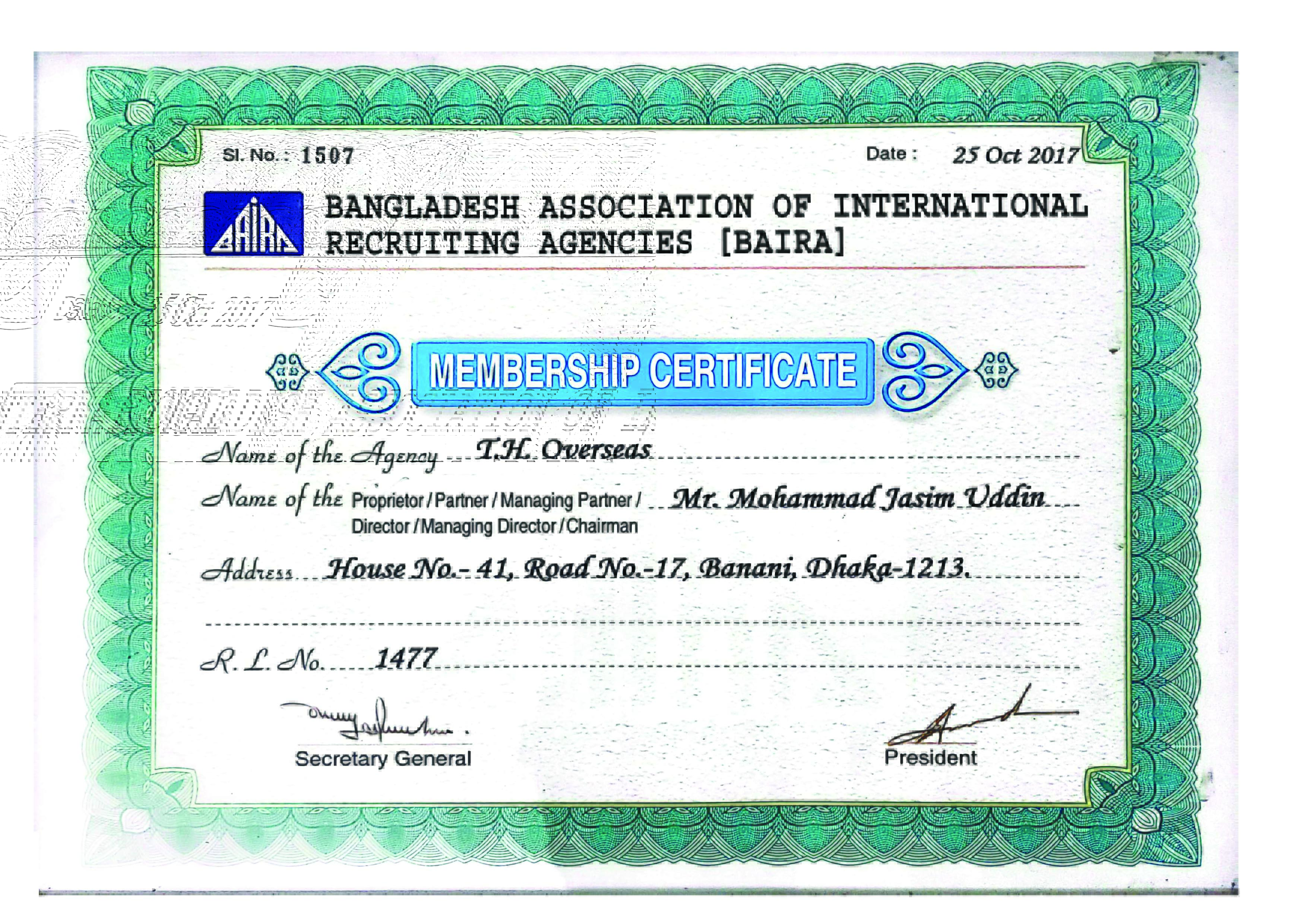 BAIRA Membership License